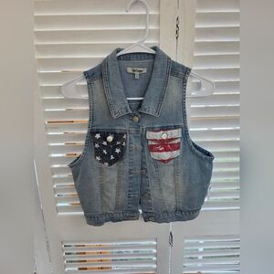 Refuge Patriotic Denim Vest Size M